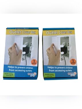 Wappa Baby Double Lock Safety Outlet Cover Box 2 Pack With Switch Plate Covers
